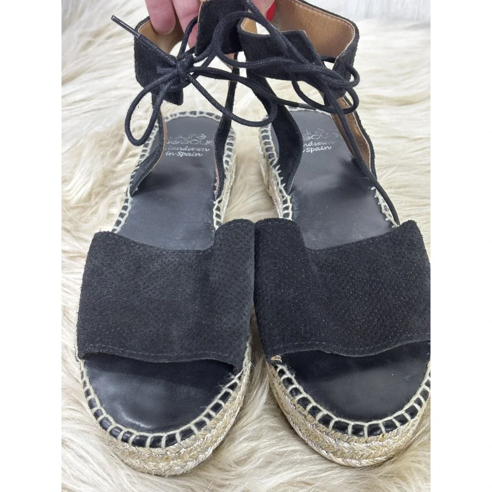 Andre Assous Sabina Espadrille Black Suede Lace Up Platform Boho Women 9